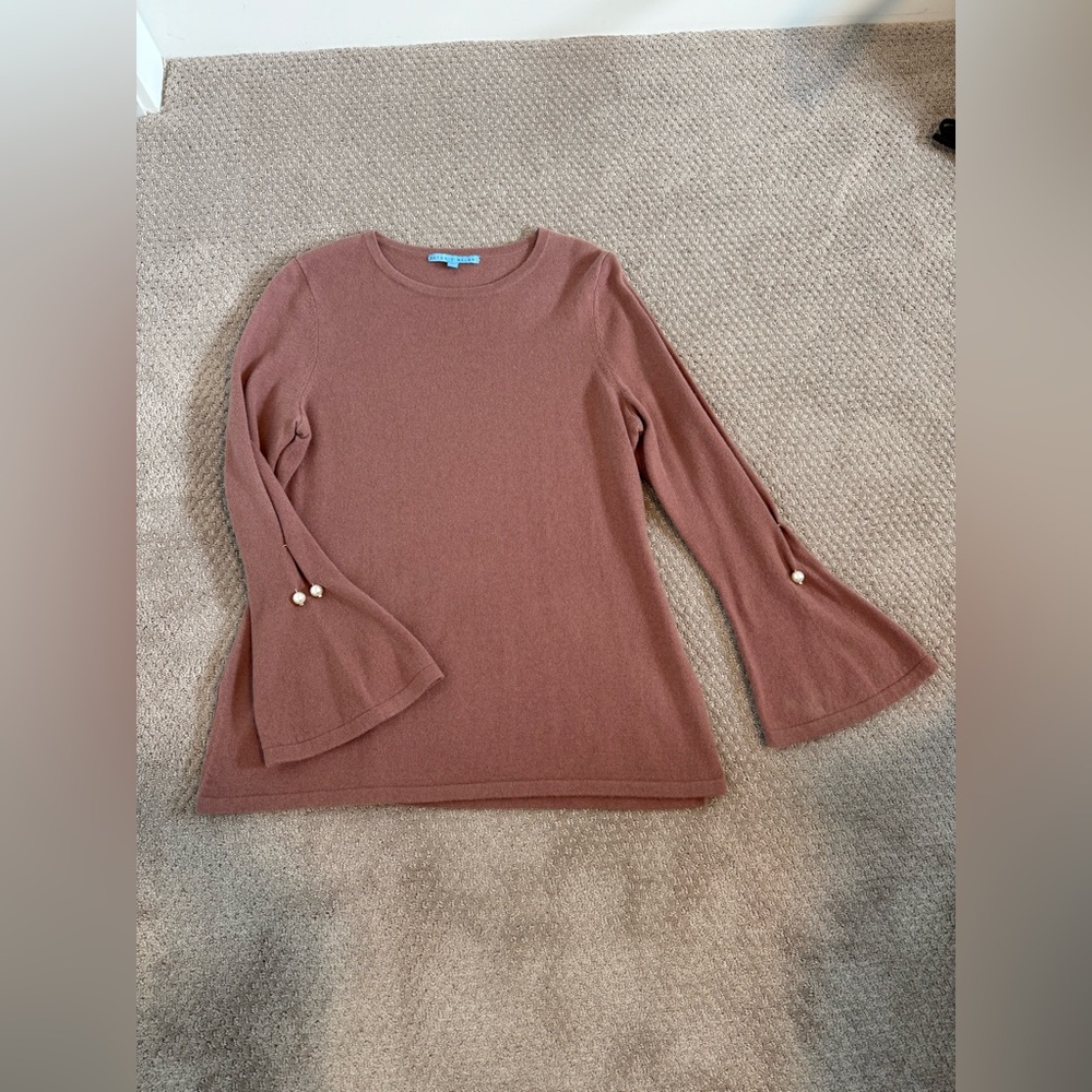 ANTONIO MELANI Dusty Rose Bell Sleeve Cashmere Blouse